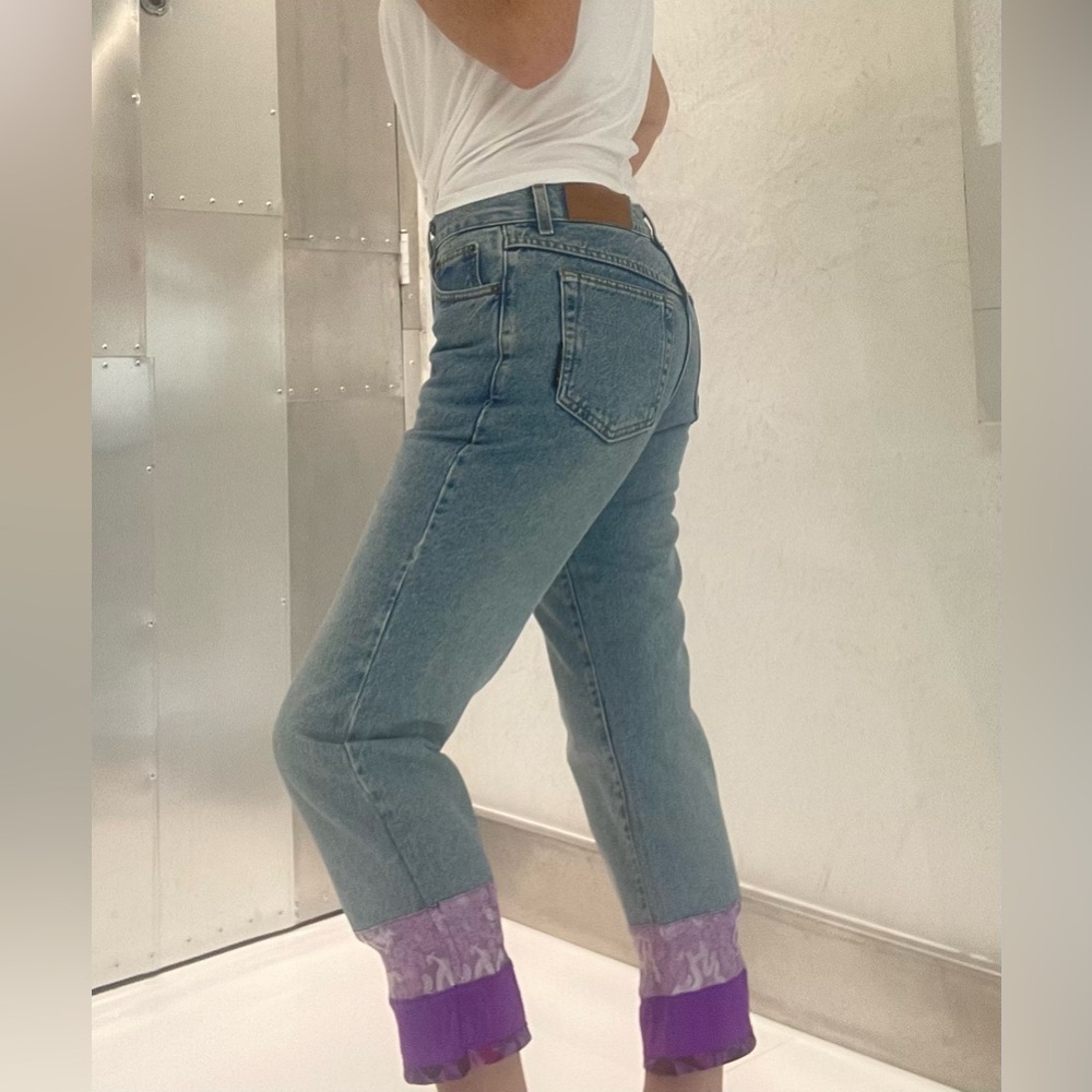 Anthropologie Billy blues size 9/10 purple embellished cuff jeans lavender euc